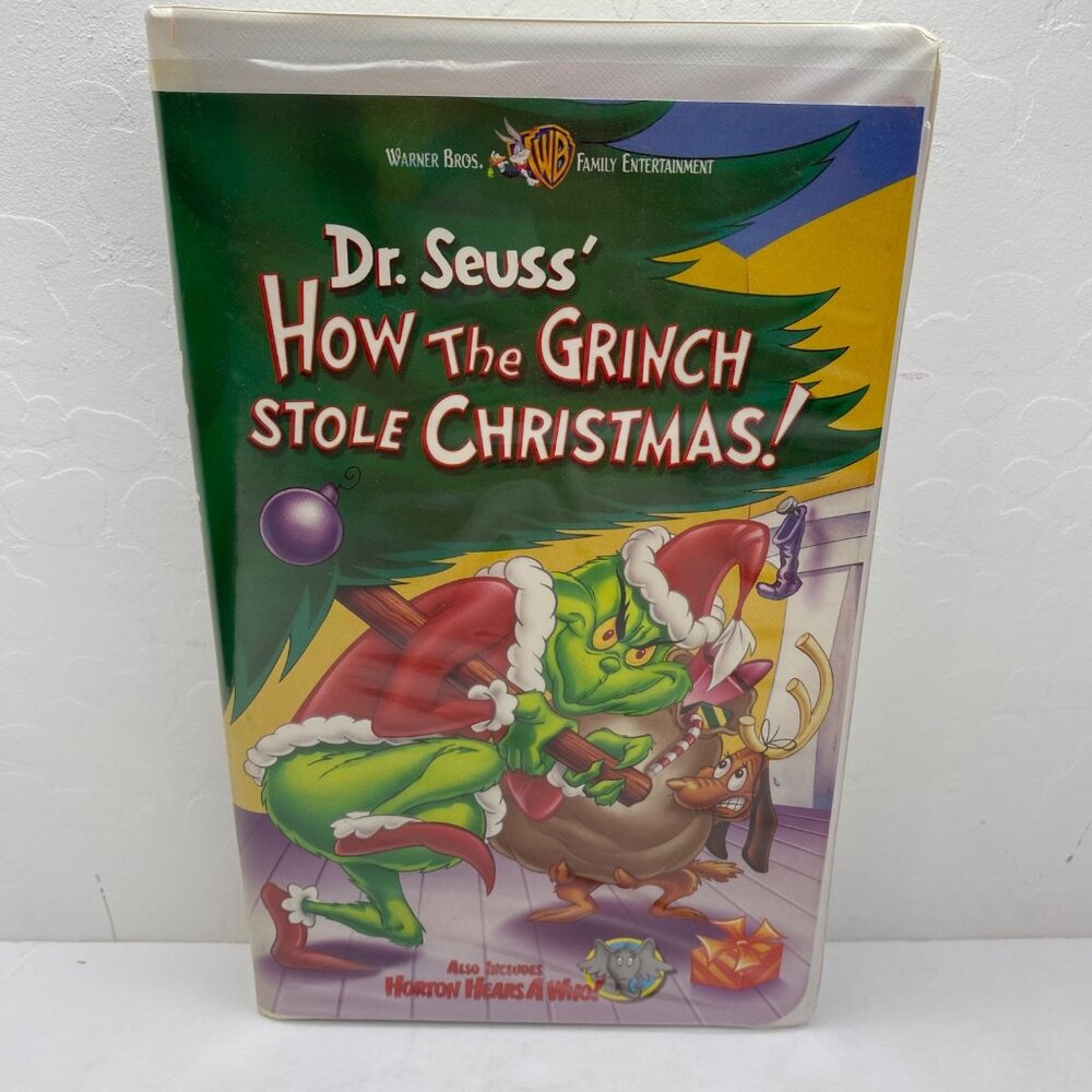Warner Bros Dr Seuss Grinch Stole Christmas Horton Hears Who VHS Tape Clamshell
